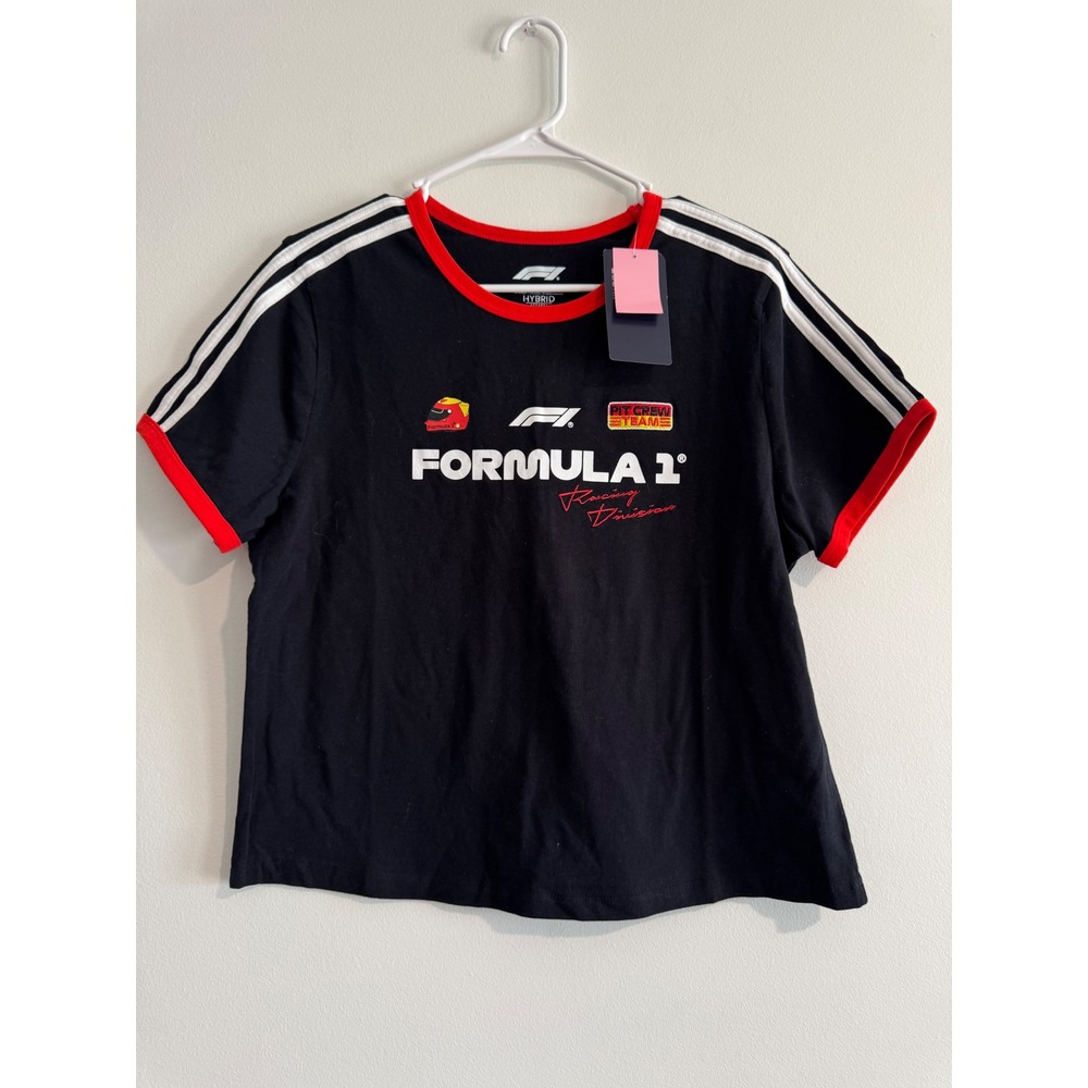 Formula 1 F1 Racing Graphic Ringer T-Shirt Womens XL Black Streetwear Grand Fan